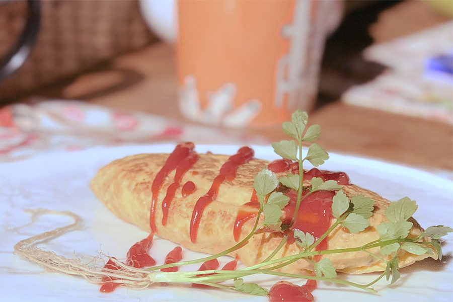 オムレツは蒸し料理